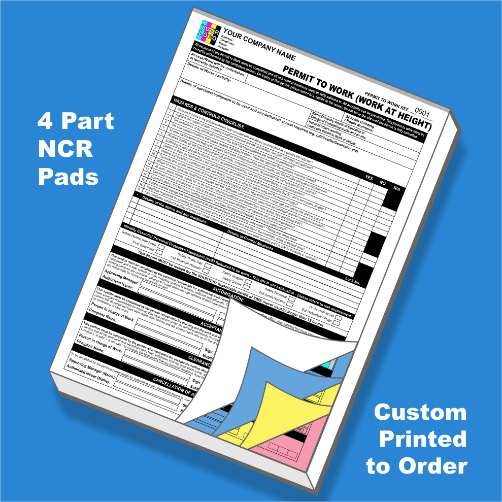 Permit to Work at Height NCR Pads Printing (FREE Template)