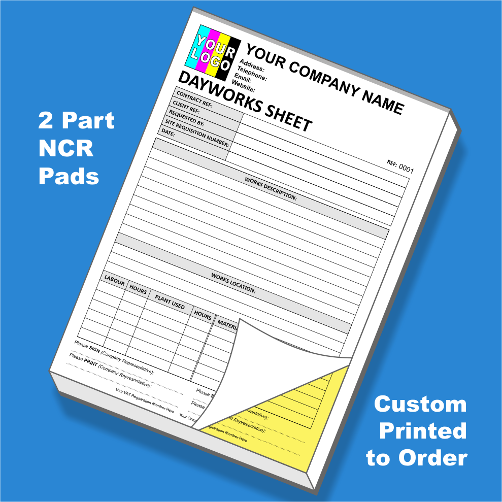 Dayworks NCR Pads Custom Printing (FREE Dayworks Template)