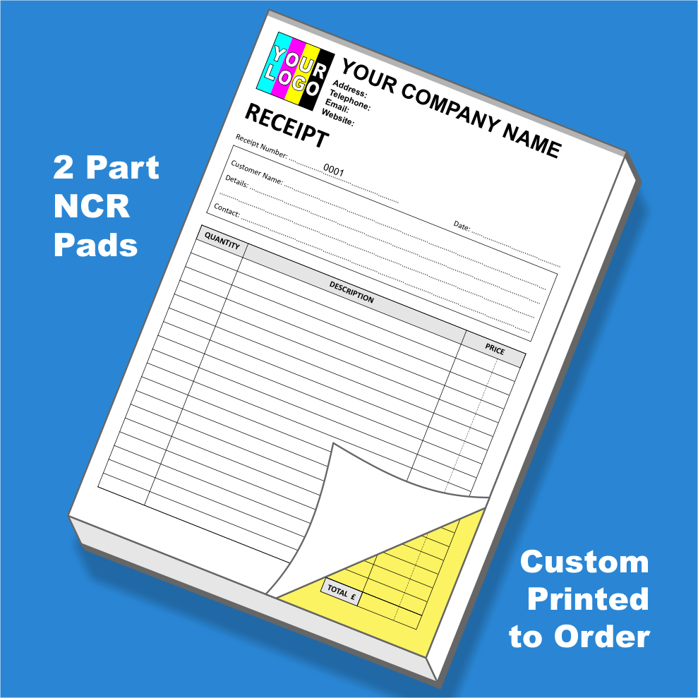 Receipt NCR Pads Custom Printing. FREE Pre-Designed Receipt Templates ...