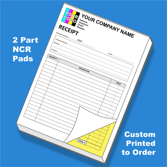 Receipt NCR Pads Custom Printing. FREE Pre-Designed Receipt Templates