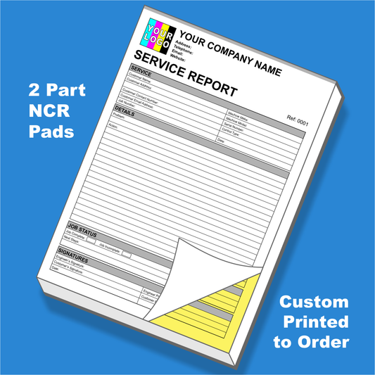 Duplicate NCR service report pad for recording site visits