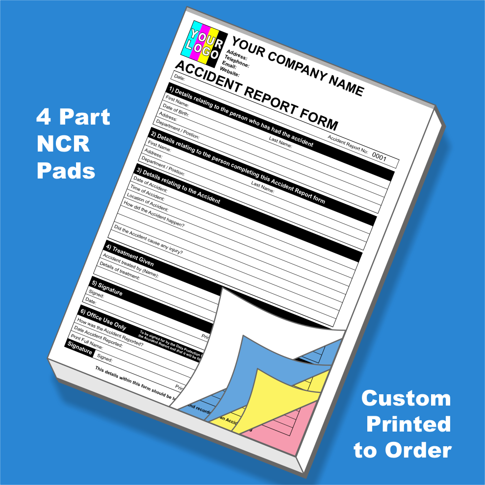 Accident Report Forms NCR Pads Custom Printing (FREE Templates)