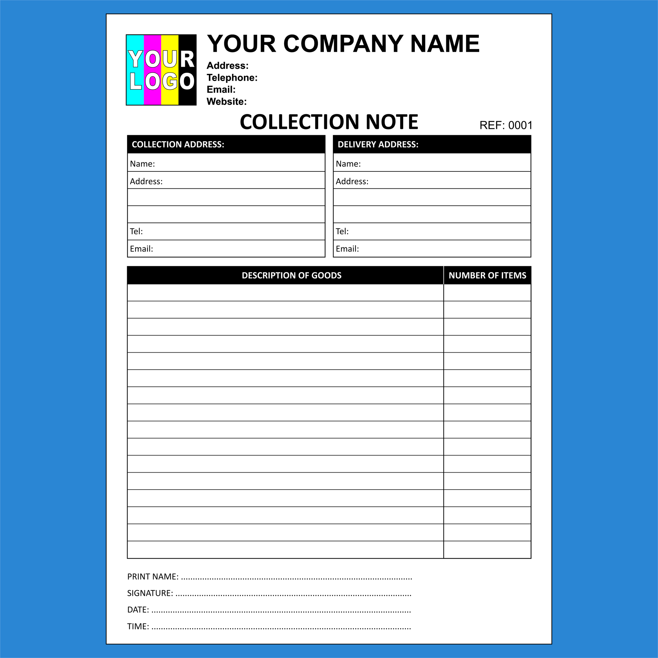 Custom NCR Collection Note Pads UK – Duplicate & Triplicate Collection ...