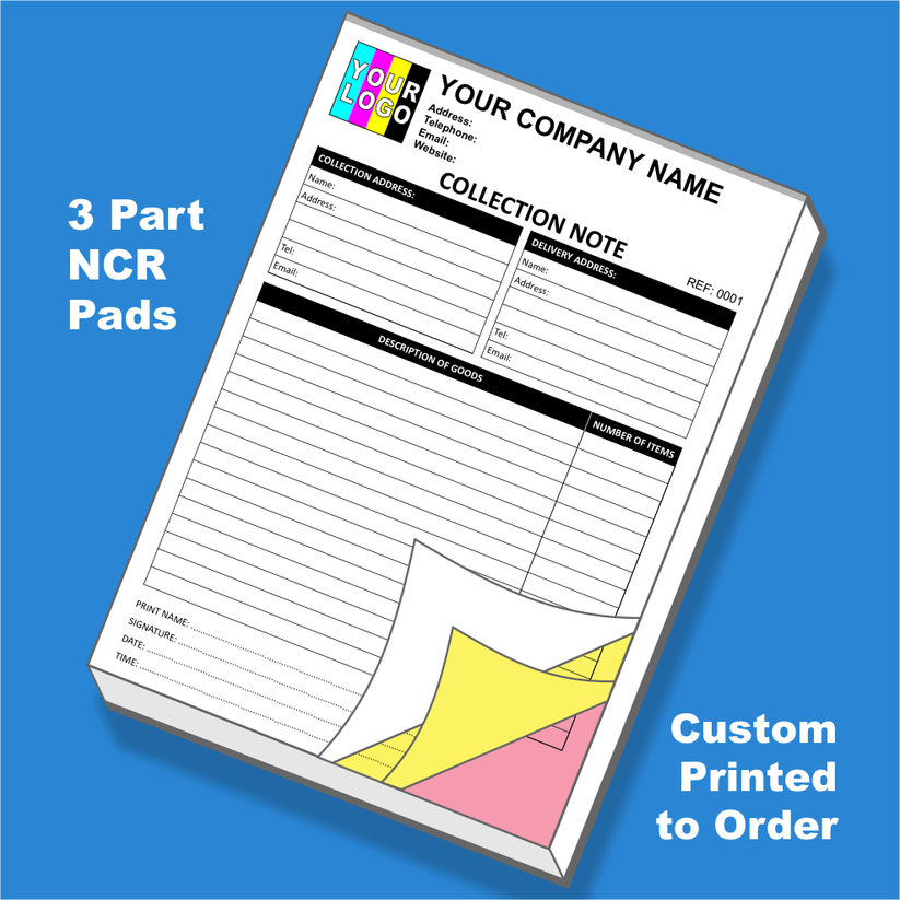Custom NCR Collection Note Pads UK – Duplicate & Triplicate Collection ...