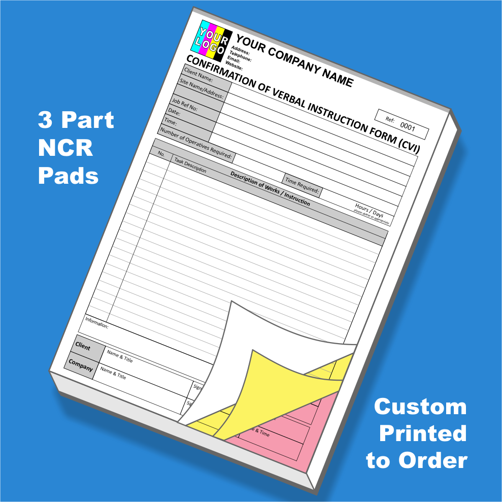 Confirmation of Verbal Instructions NCR Pads Printing (FREE Template)