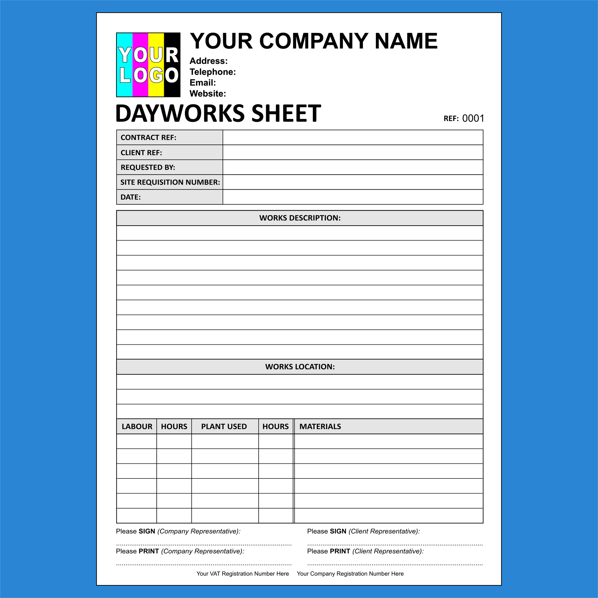 Dayworks NCR Pads Custom Printing (FREE Dayworks Template)