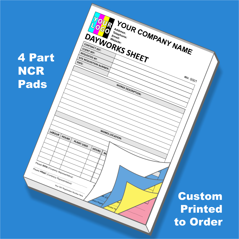 Dayworks NCR Pads Custom Printing (FREE Dayworks Template)