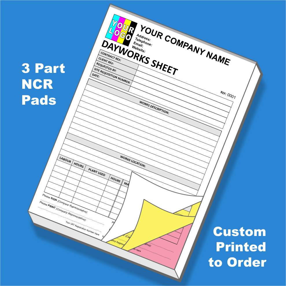 Dayworks NCR Pads Custom Printing (FREE Dayworks Template)