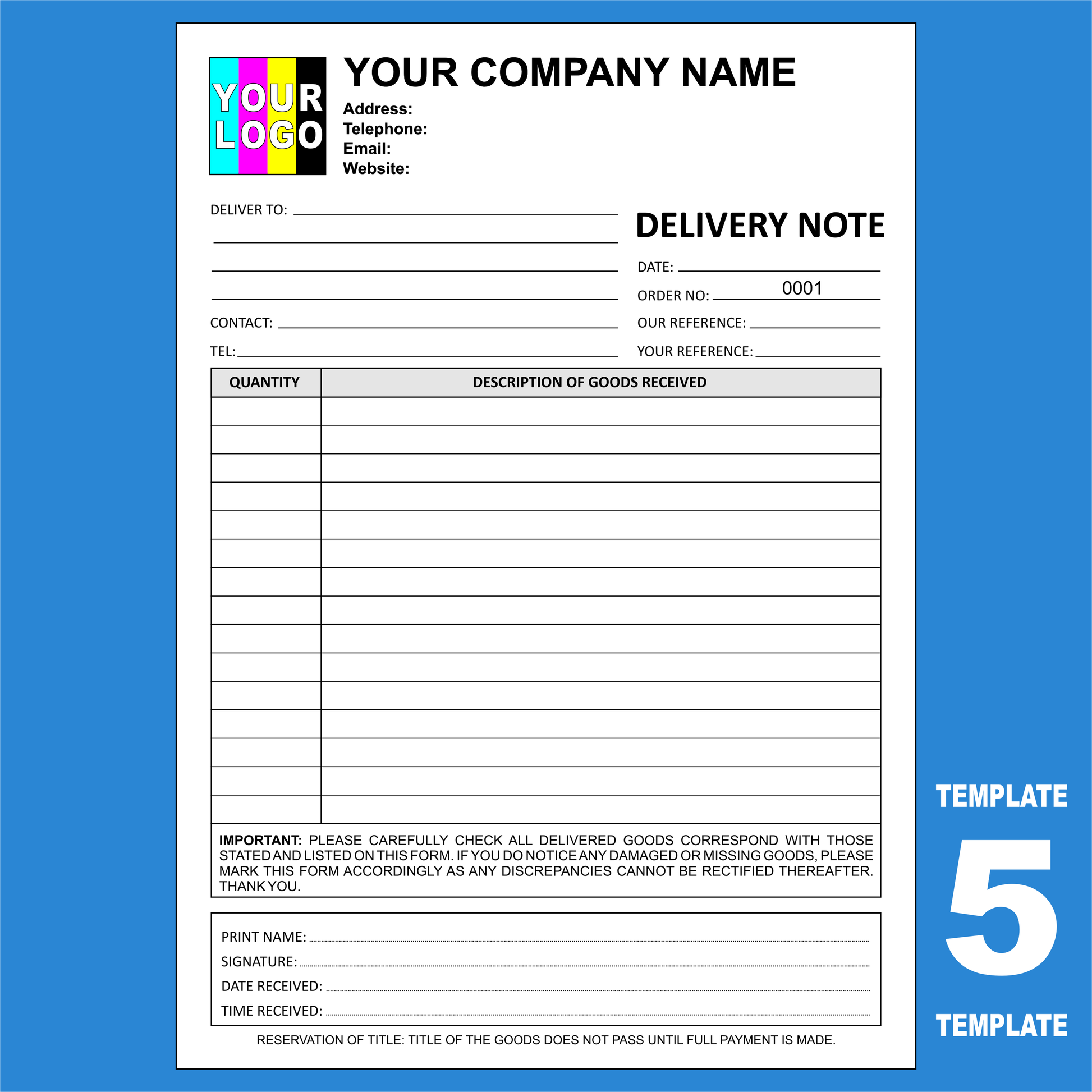 Delivery Note NCR Pads Custom Printing (FREE Delivery Note Templates)