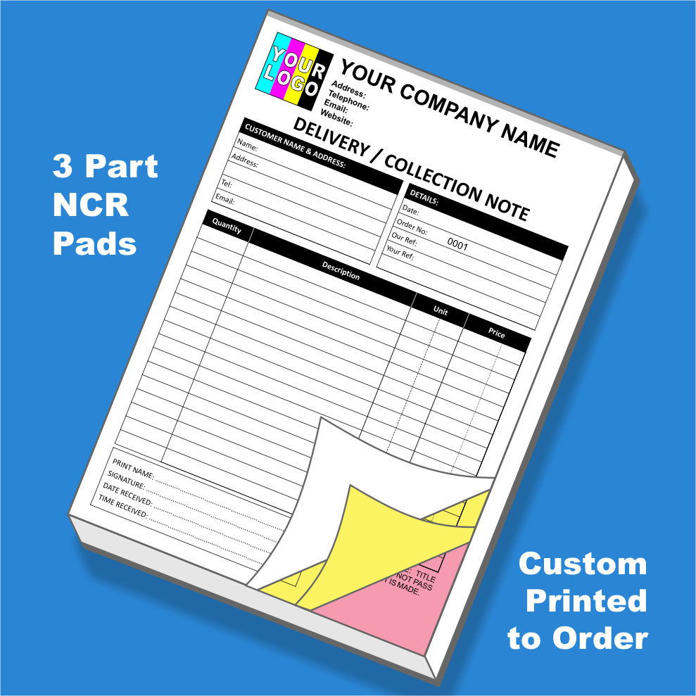 Delivery Note NCR Pads Custom Printing (FREE Delivery Note Templates)