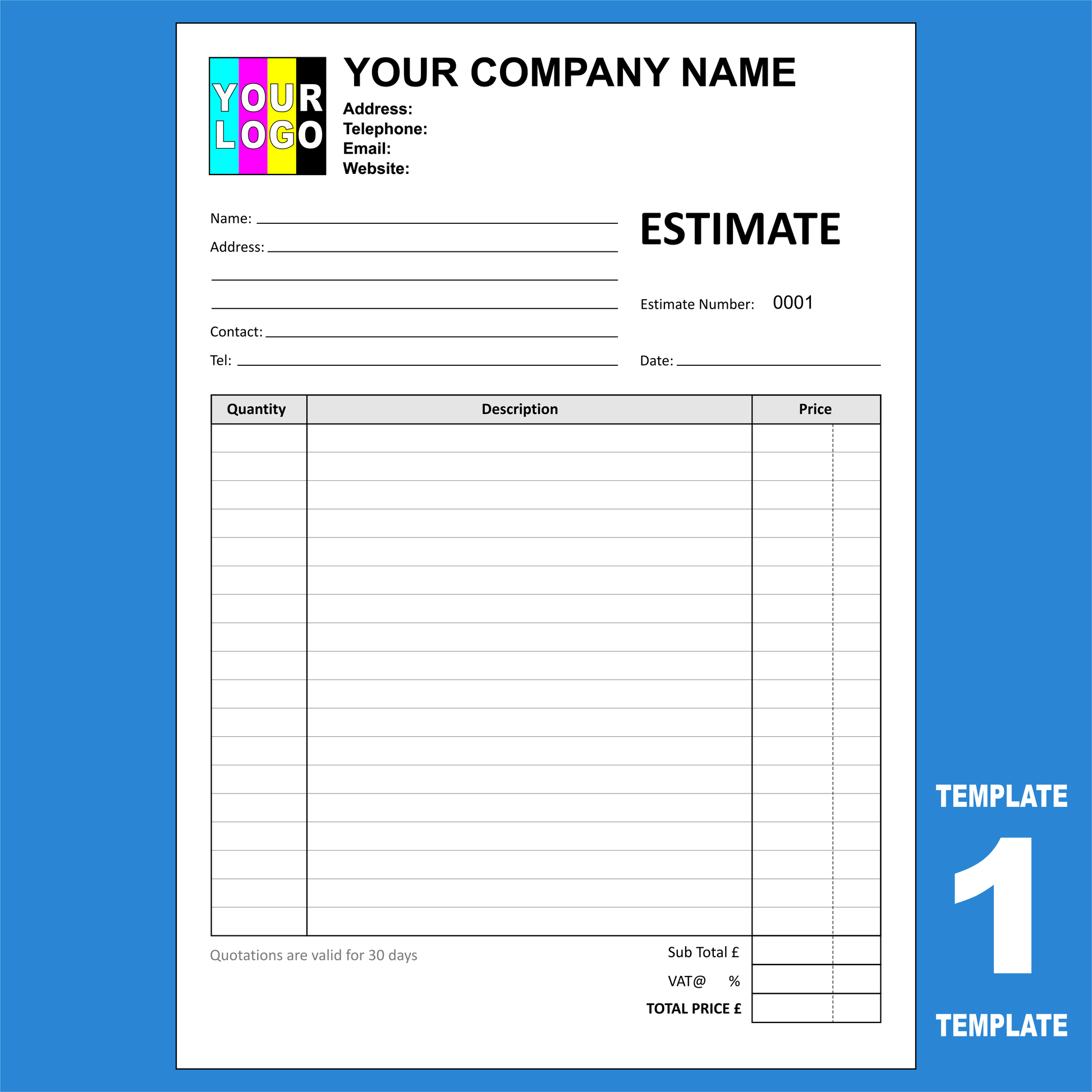 Estimate NCR Pads Custom Printing (FREE Estimate Templates)