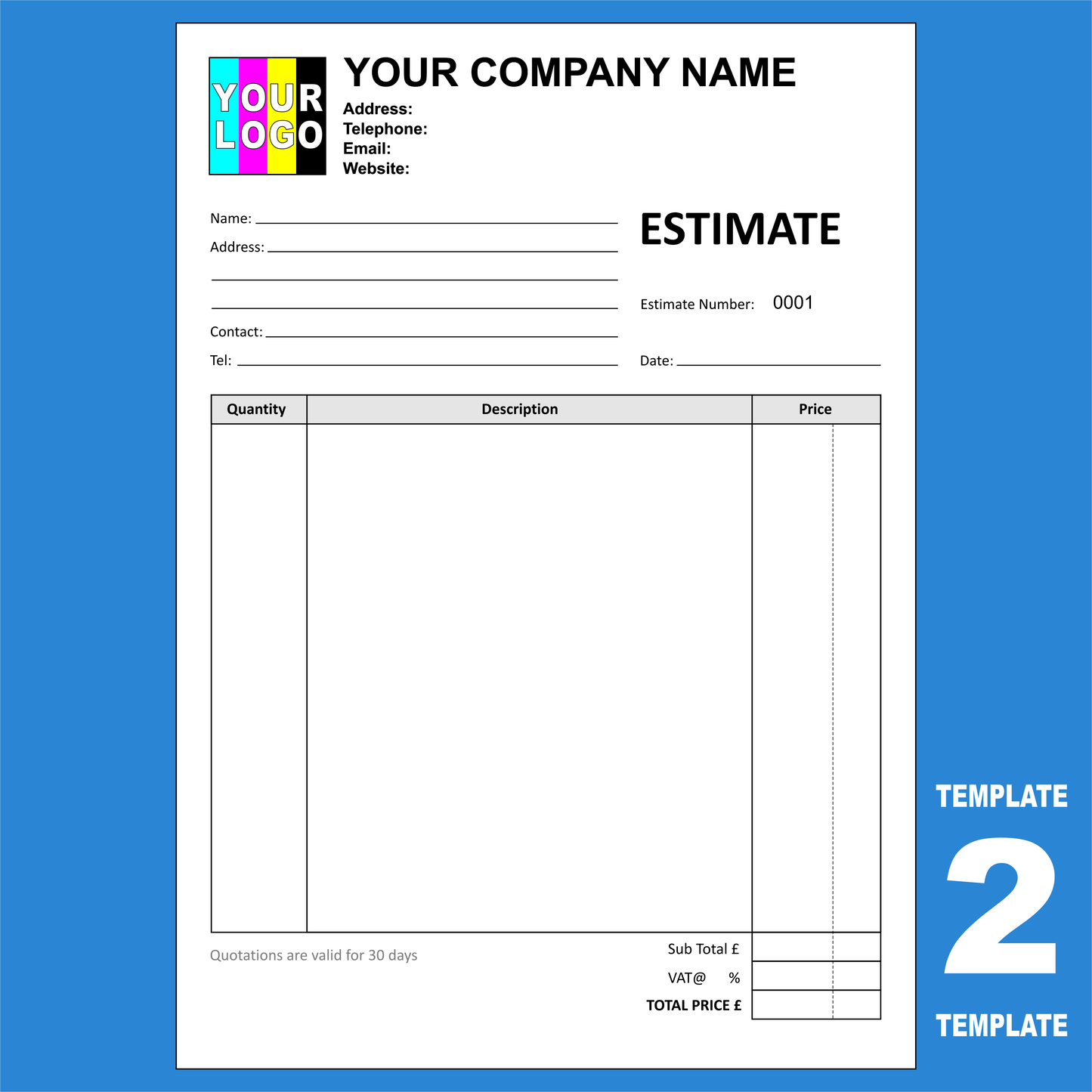 Estimate NCR Pads Custom Printing (FREE Estimate Templates)