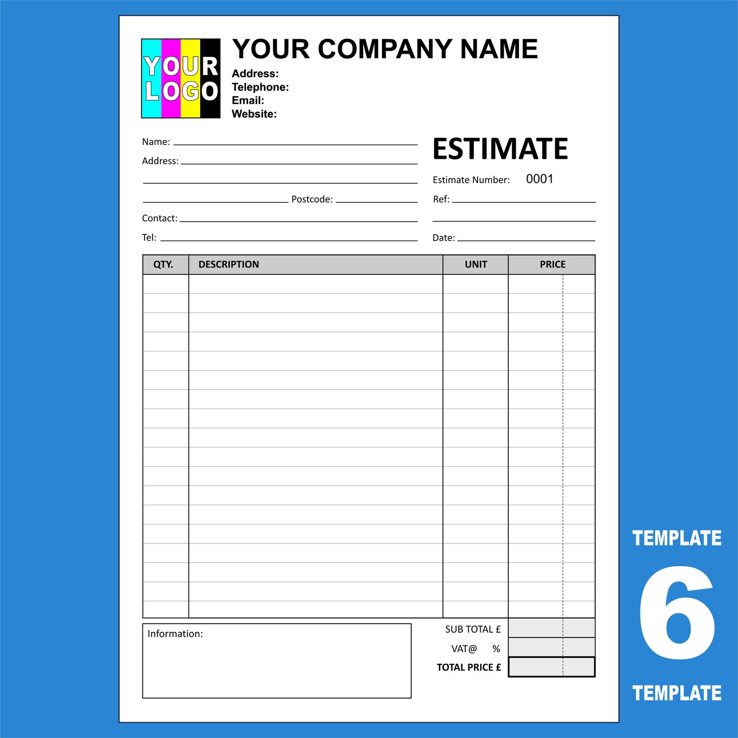 Estimate NCR Pads Custom Printing (FREE Estimate Templates)