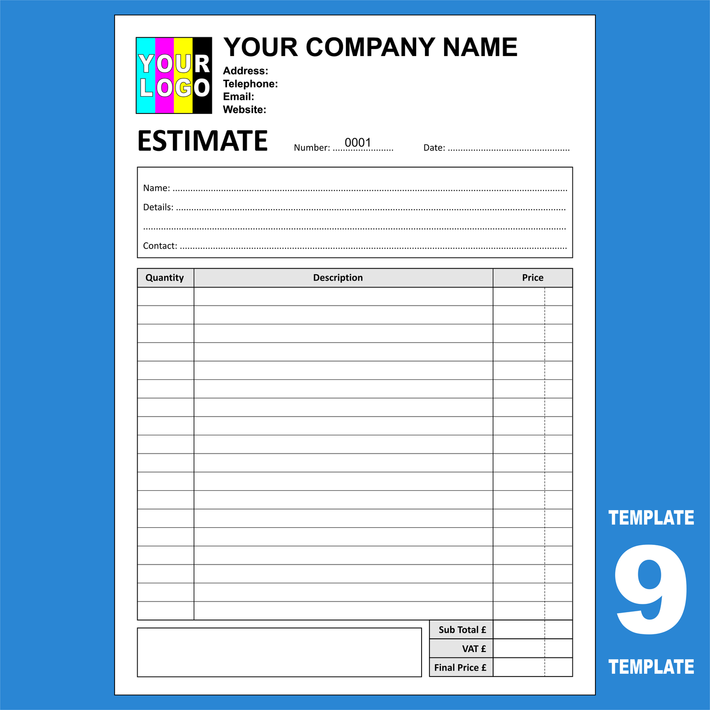 Estimate NCR Pads Custom Printing (FREE Estimate Templates)