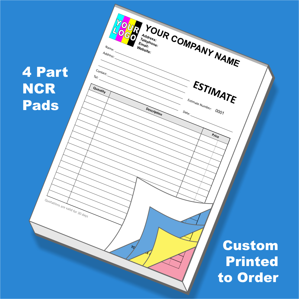 Estimate NCR Pads Custom Printing (FREE Estimate Templates)