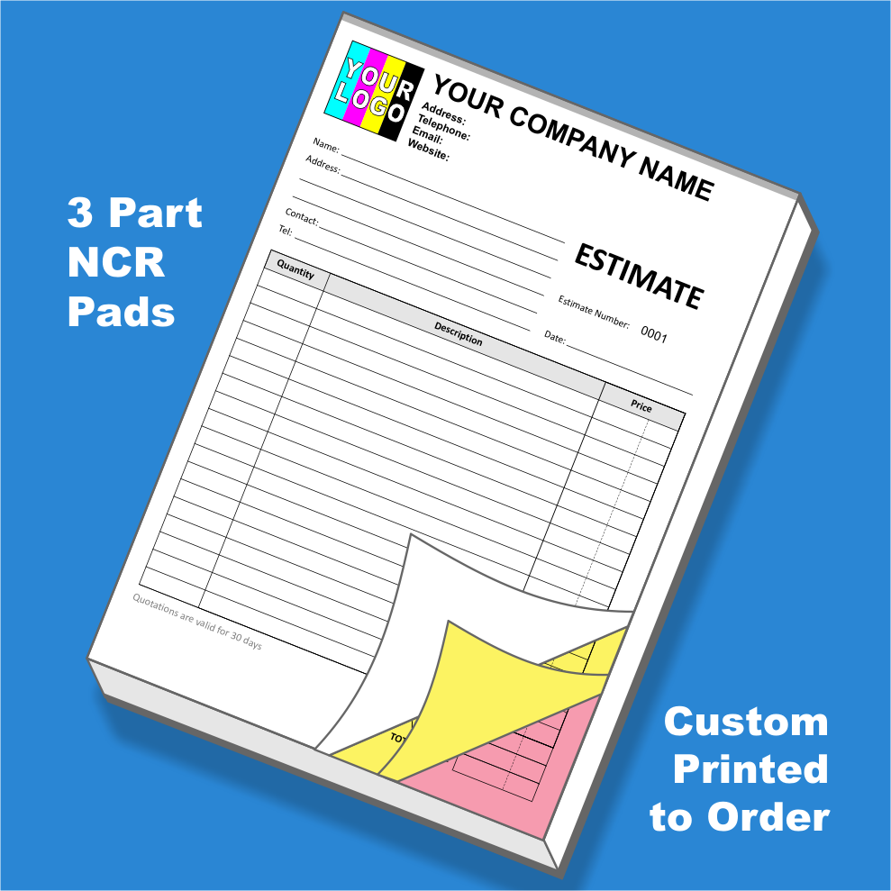 Estimate NCR Pads Custom Printing (FREE Estimate Templates)