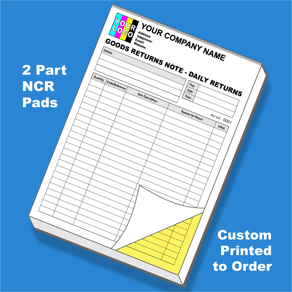 Goods Return Note - Daily Returns NCR Pads Printing (FREE Template)