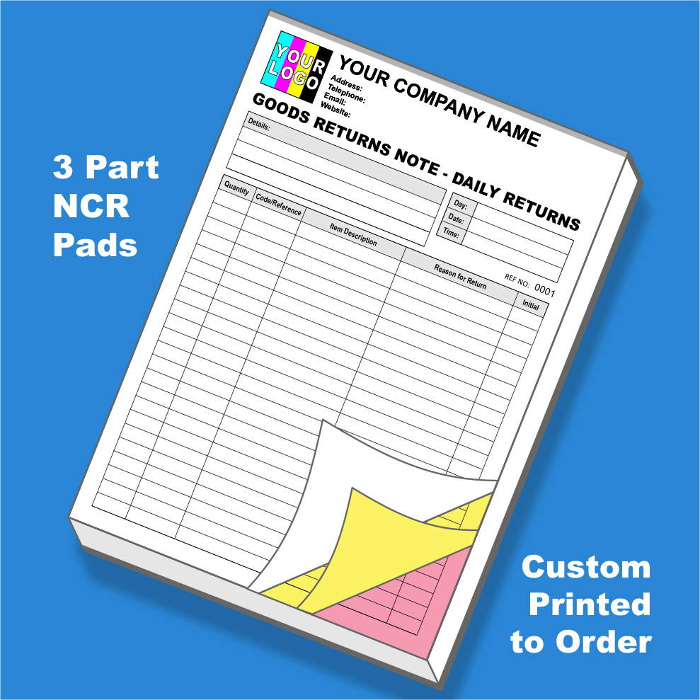 Goods Return Note - Daily Returns NCR Pads Printing (FREE Template)