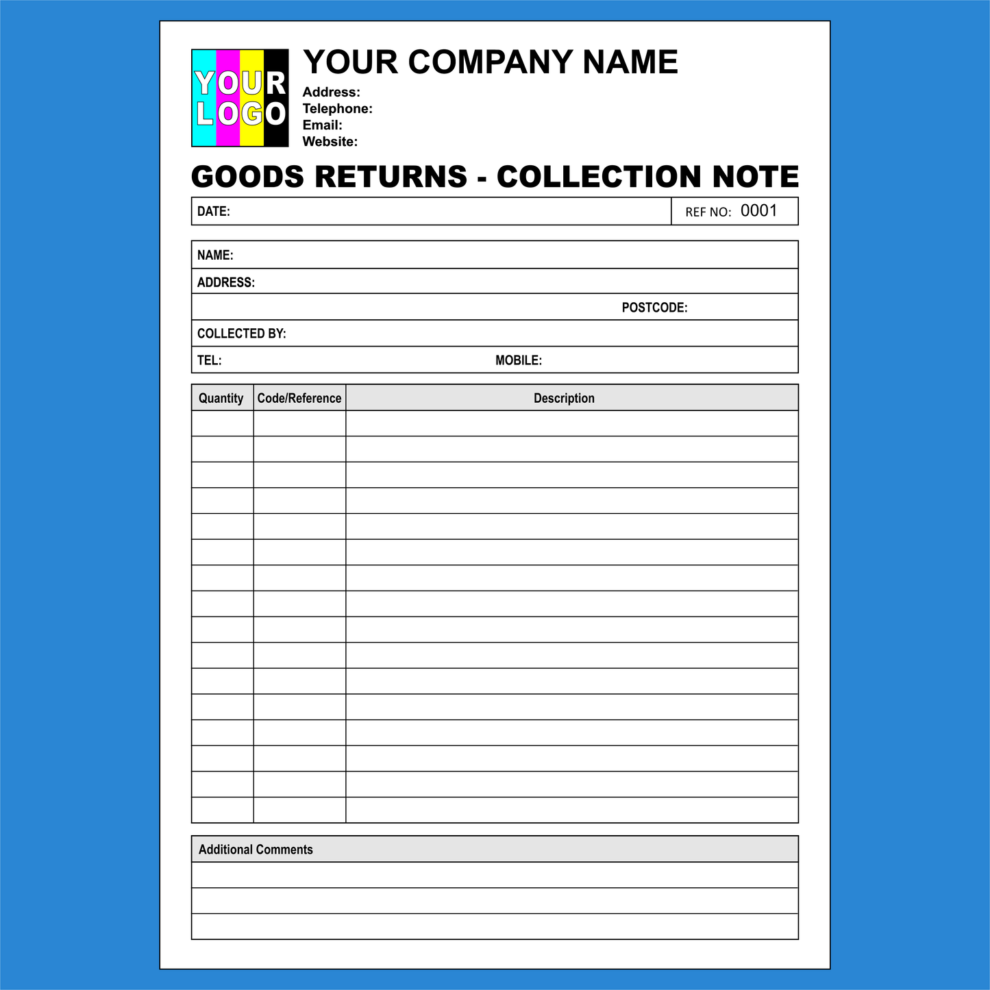 Goods Return - Collection Note NCR Pads Printing (FREE Template)