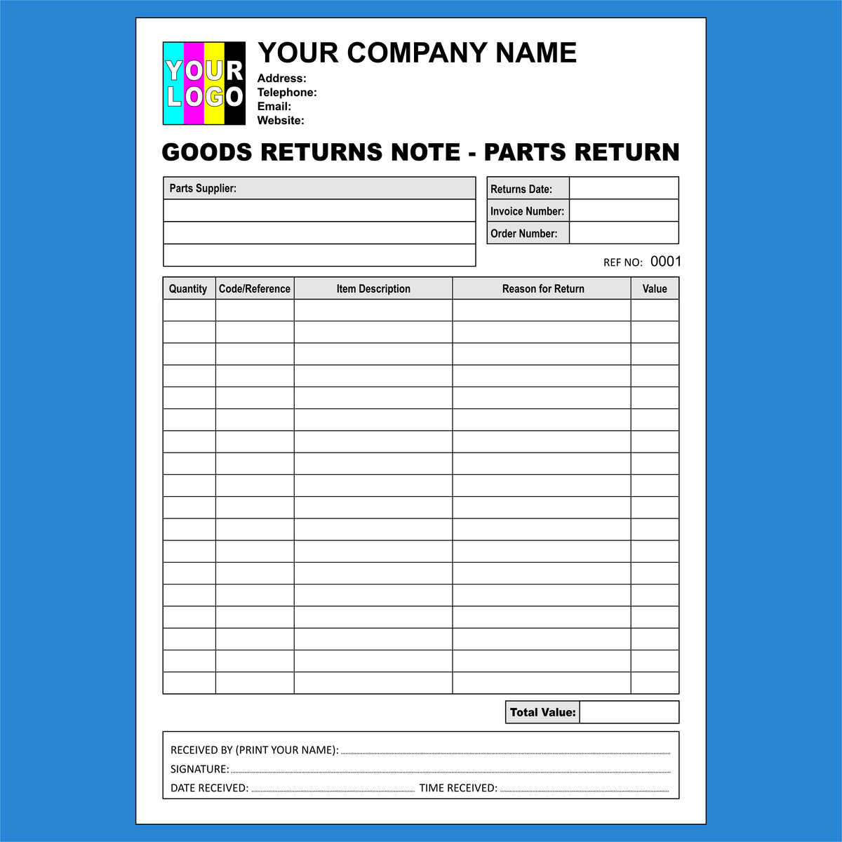 Goods Return Notes - Parts Return NCR Pads Printing – MD Print Shop