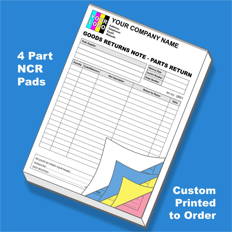 Goods Return Notes - Parts Return NCR Pads Printing (FREE Template)