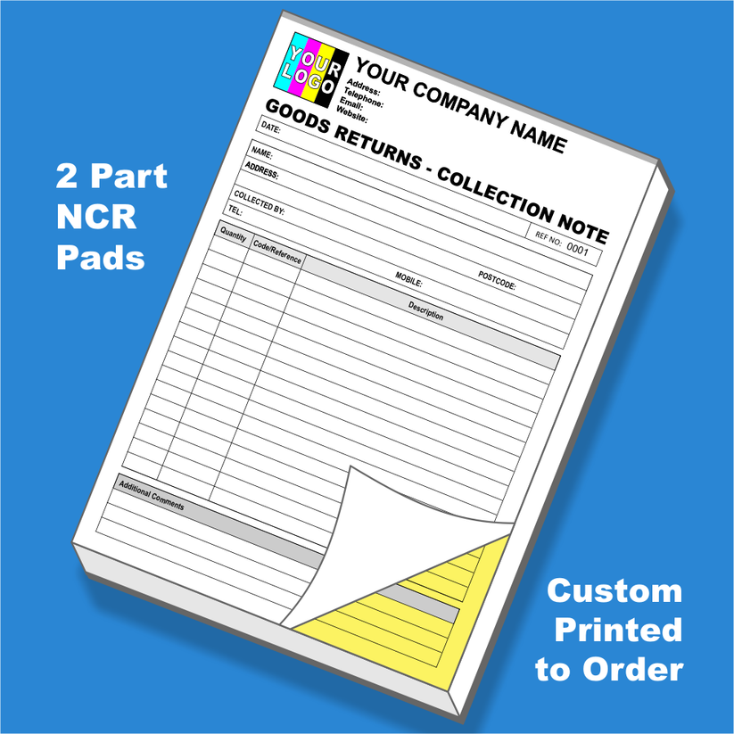 Note On Note Return Model Goods Return - Collection Note NCR Pads Printing – MD Print Shop