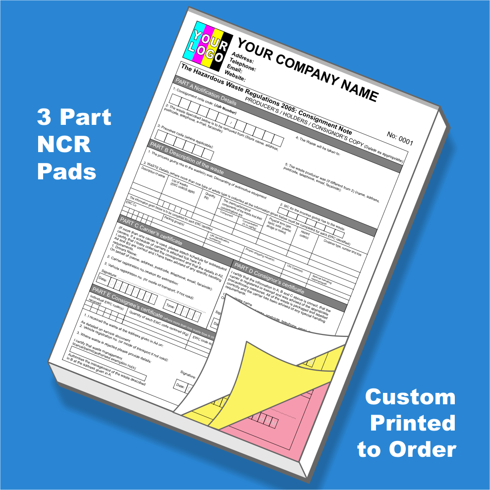 Hazardous Waste Consignment Note NCR Pads Printing (FREE Template)