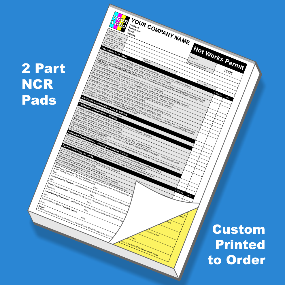 Hot Work Permit to Work NCR Pads Printing (FREE Template)