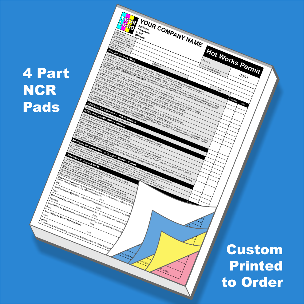 Hot Work Permit to Work NCR Pads Printing (FREE Template)
