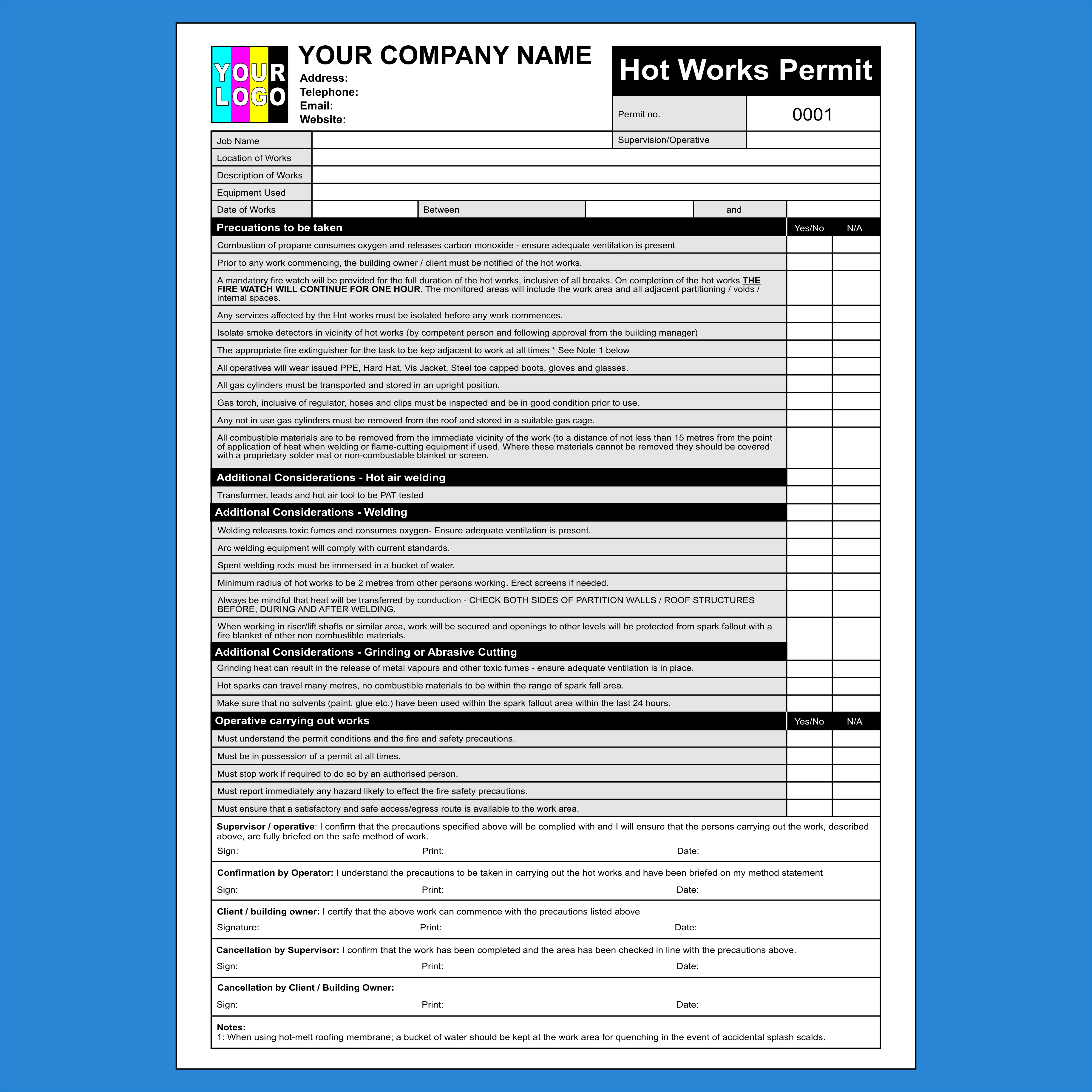 Termit Print Hot Work Permit to Work NCR Pads Printing – MD Print Shop
