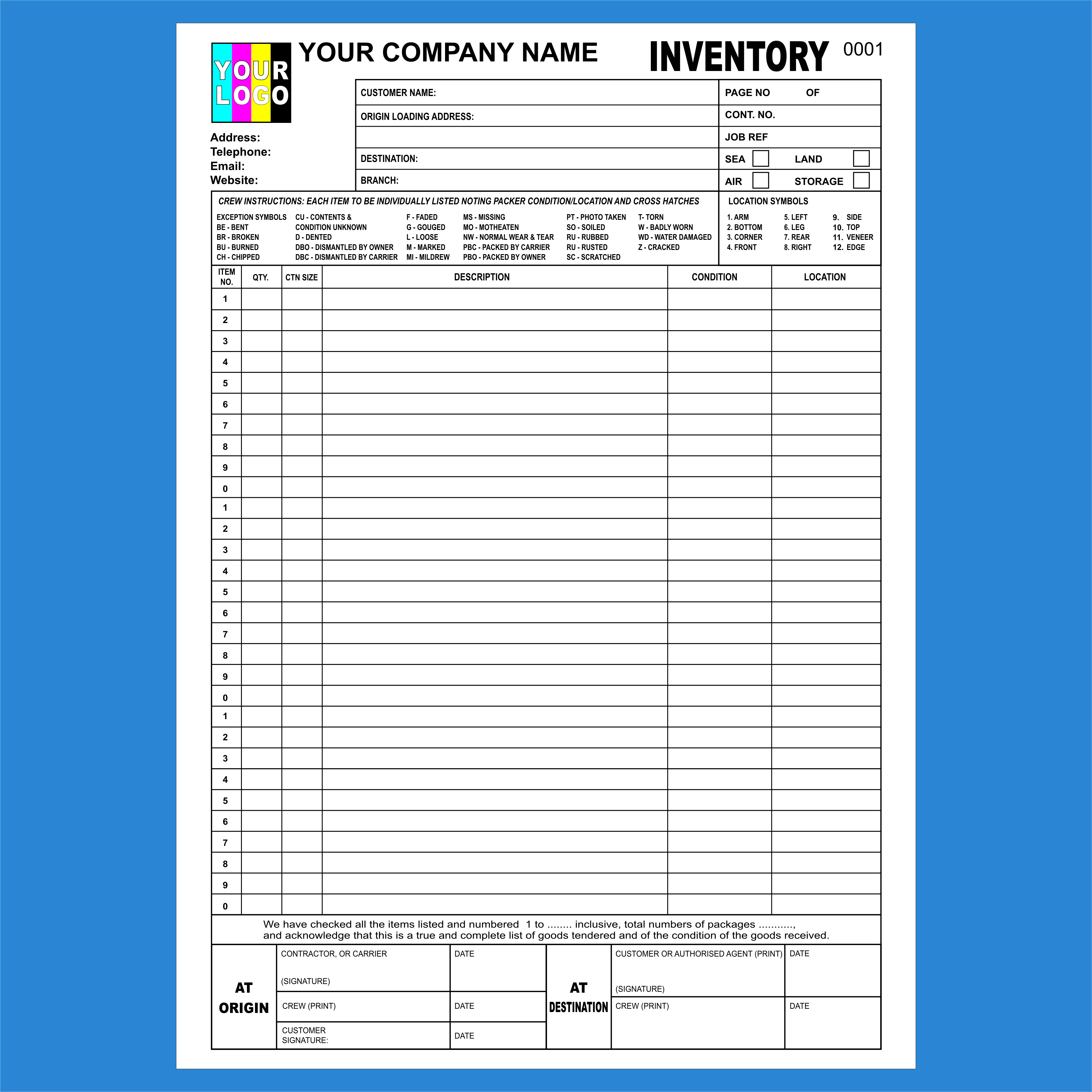 Api Inventory Document Inventory Checklist NCR Pads Custom Printing – MD Print Shop