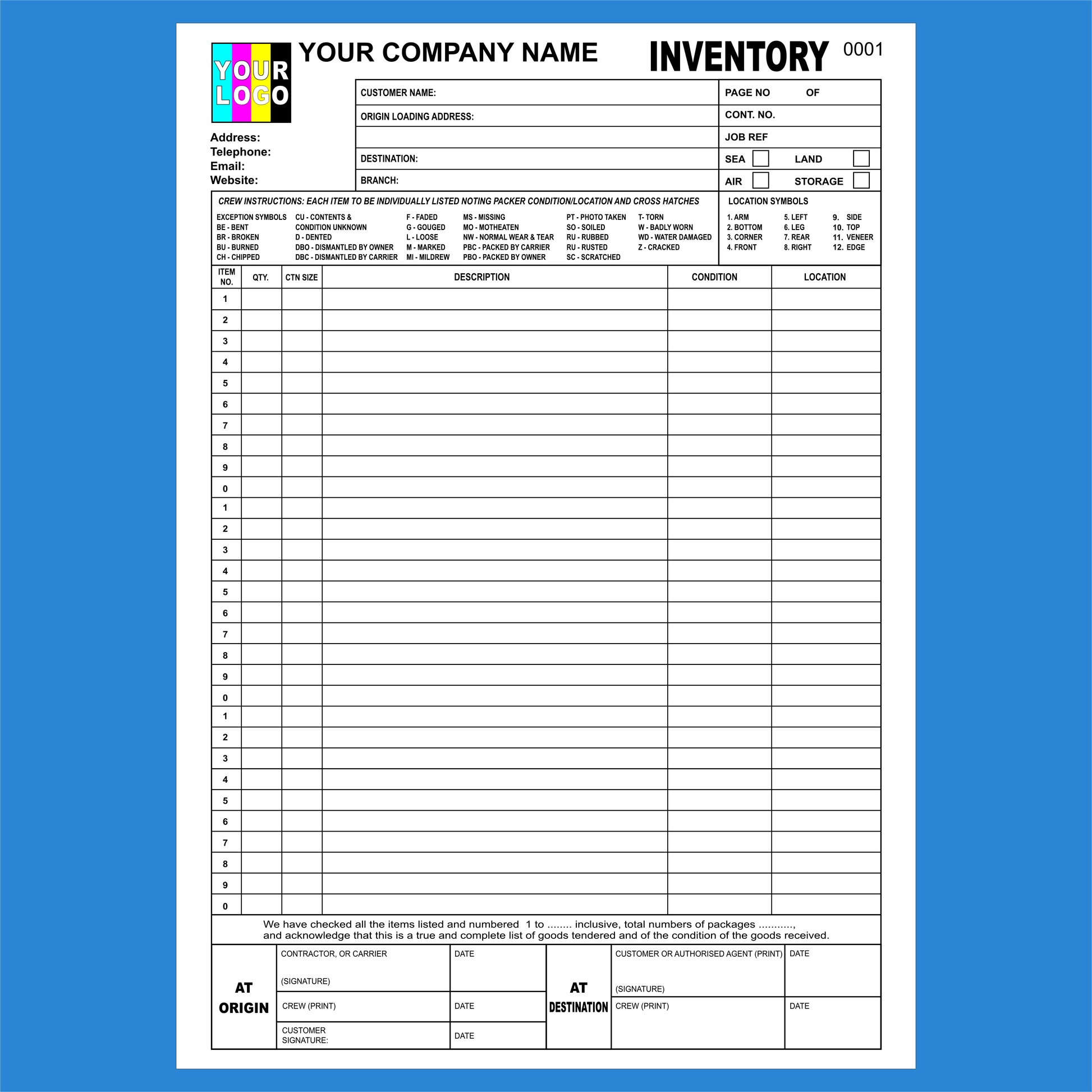 Inventory Checklist NCR Pads Custom Printing (FREE Template)