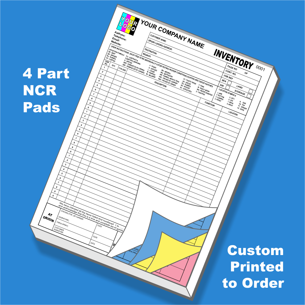 Inventory Checklist NCR Pads Custom Printing (FREE Template)