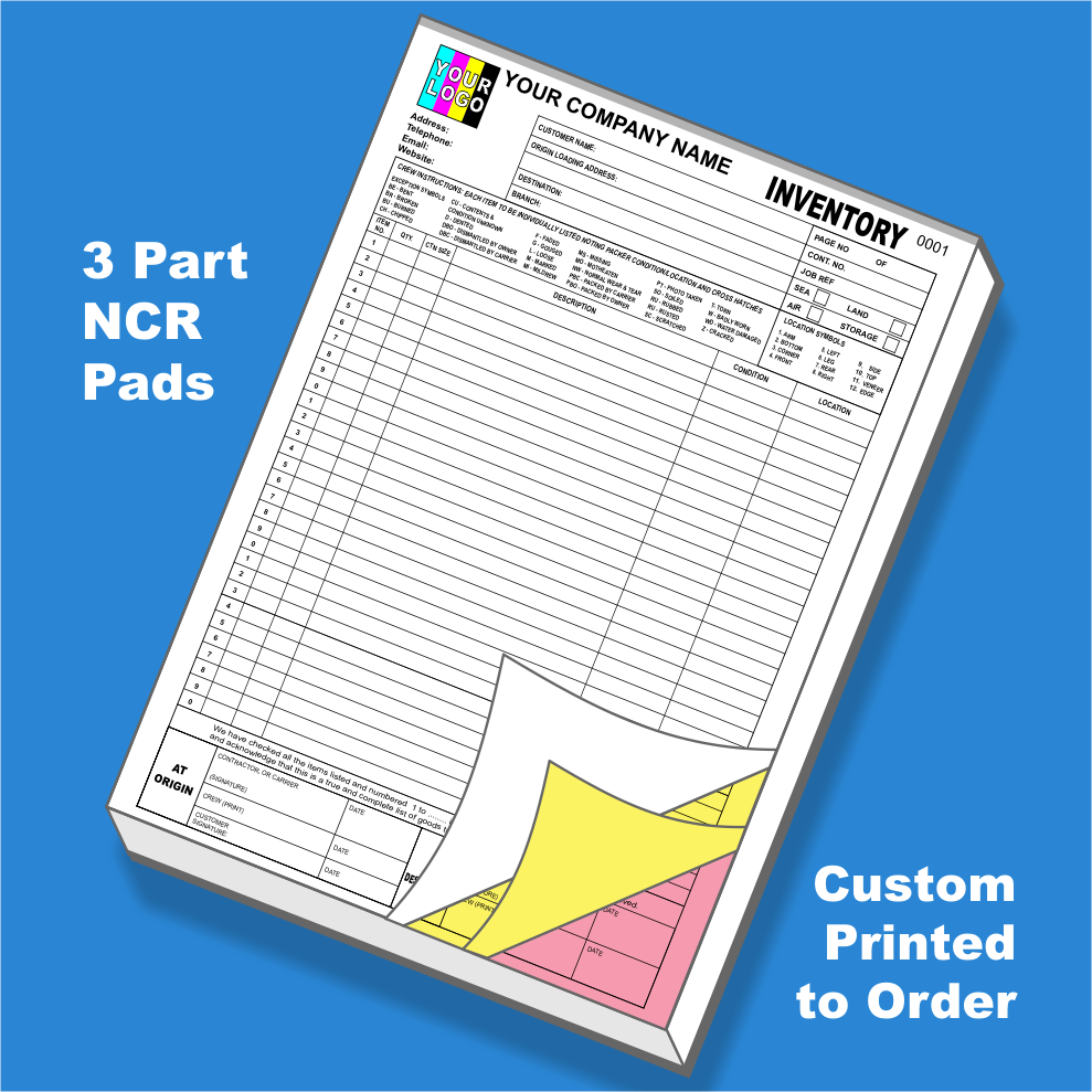 Inventory Checklist NCR Pads Custom Printing (FREE Template)