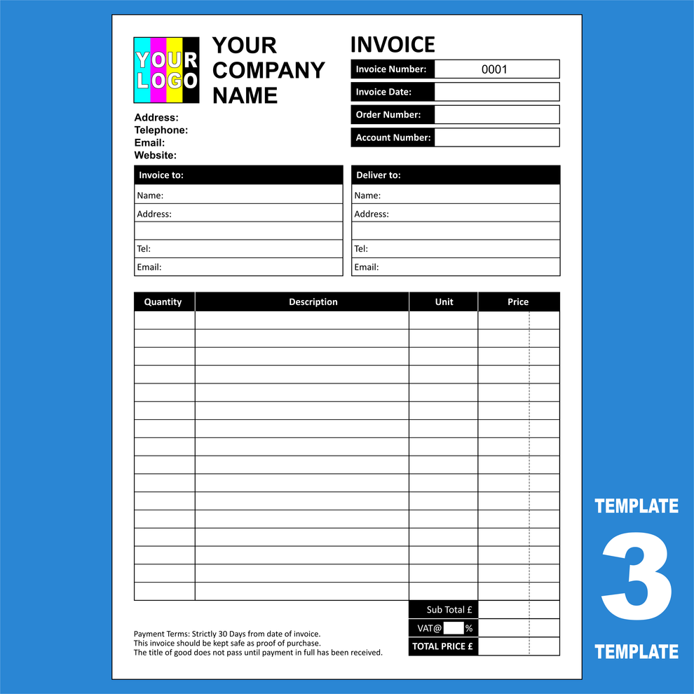 Custom NCR Invoice Pads UK – Duplicate, Triplicate Pad Printing – MD ...