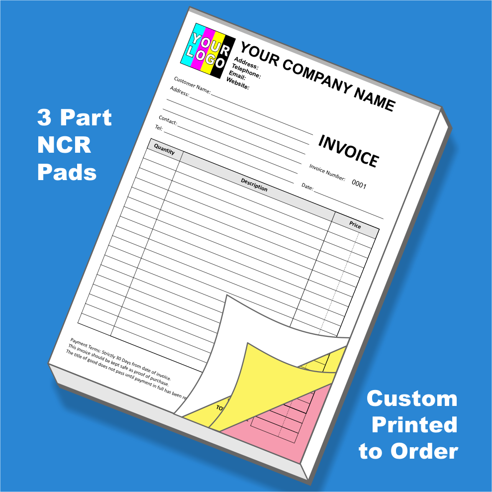 Invoice NCR Pads Custom Printing (FREE Invoice Templates)