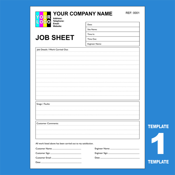 Job Sheet Example Image Custom NCR Job Sheet Pads UK – Duplicate & Triplicate Work Forms – MD ...
