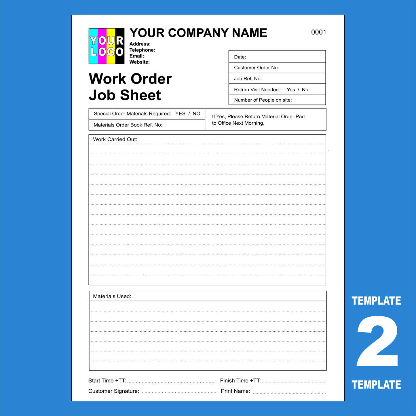 Job Sheet NCR Pads Custom Printing (FREE Job Sheet Templates)