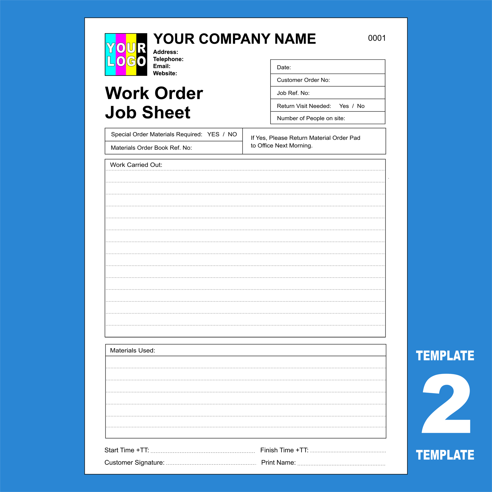 Job Sheet NCR Pads Custom Printing (FREE Job Sheet Templates)