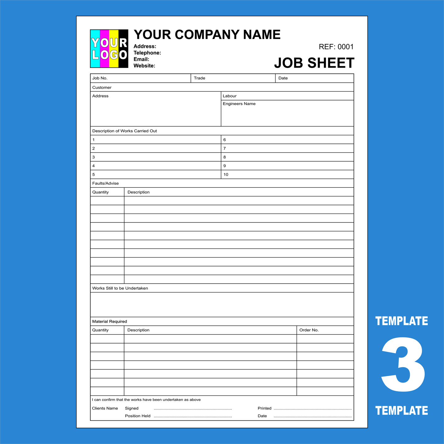 Job Sheet NCR Pads Custom Printing (FREE Job Sheet Templates)