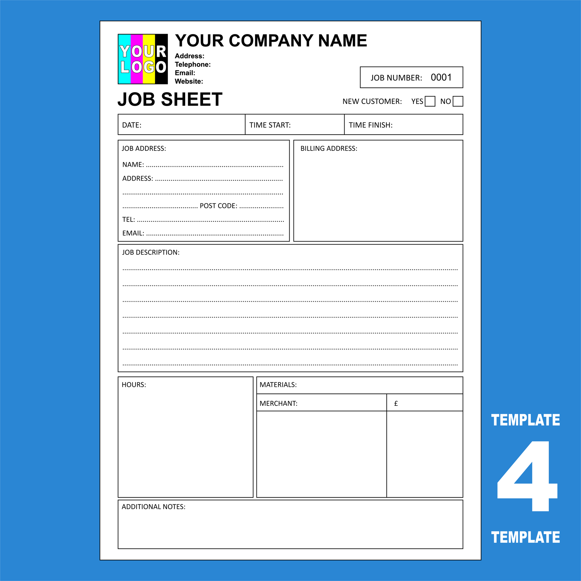 Job Sheet NCR Pads Custom Printing (FREE Job Sheet Templates)