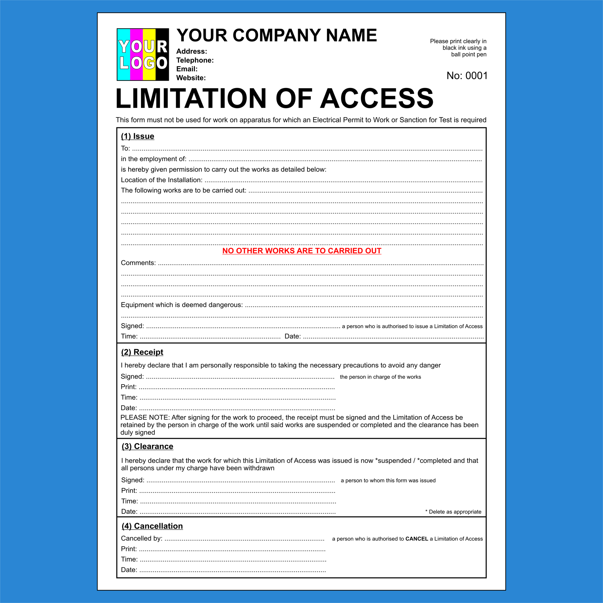 Electrical Limitation of Access NCR Pads Printing