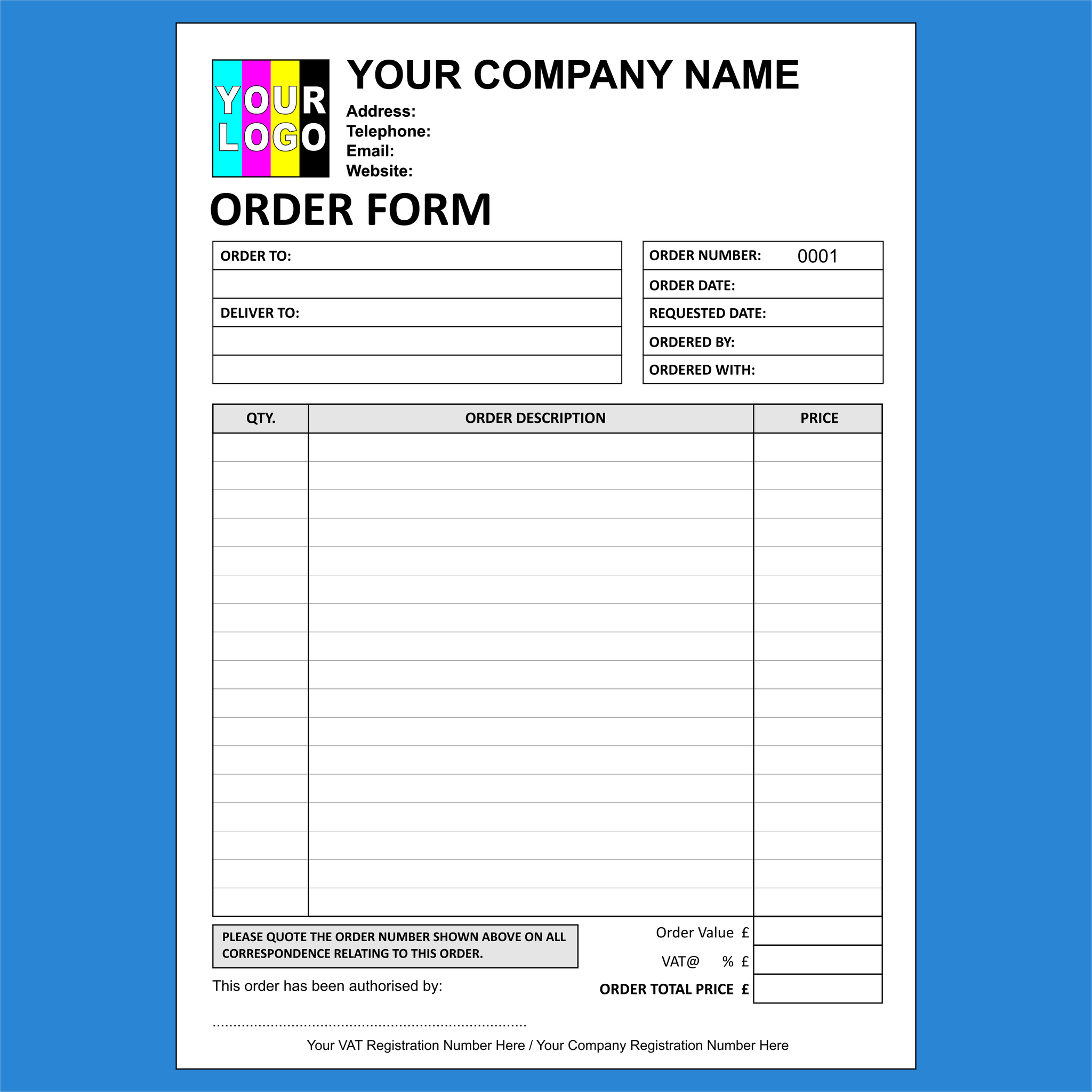 Order Form NCR Pads Custom Printing – MD Print Shop