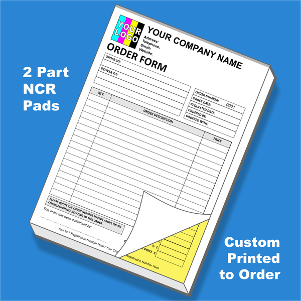 Custom NCR Order Form Pads UK – Duplicate & Triplicate Order Pads – MD ...