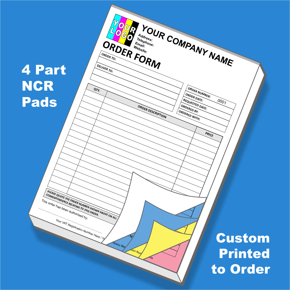 Order Form NCR Pads Custom Printing (FREE Template)