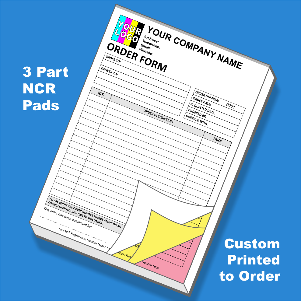 Order Form NCR Pads Custom Printing (FREE Template)