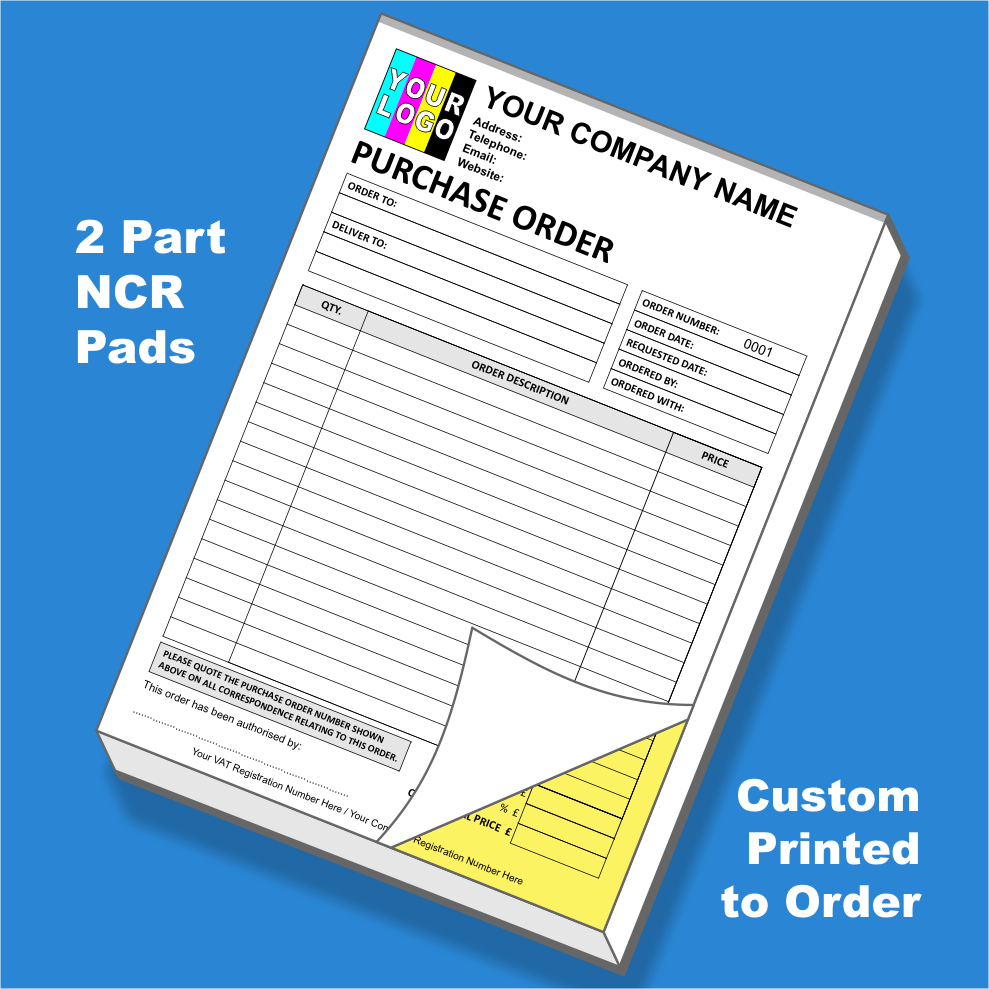 Purchase Order NCR Pads Custom Printing (FREE Template)