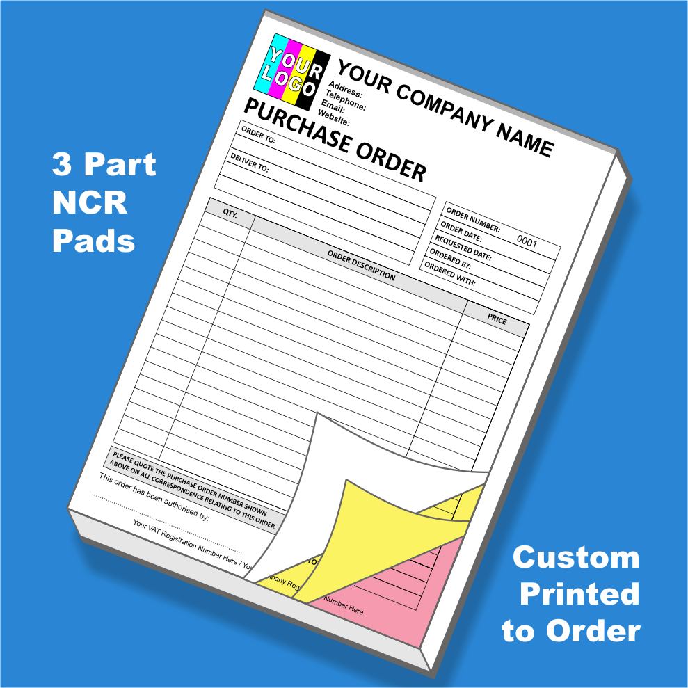 Purchase Order NCR Pads Custom Printing (FREE Template)