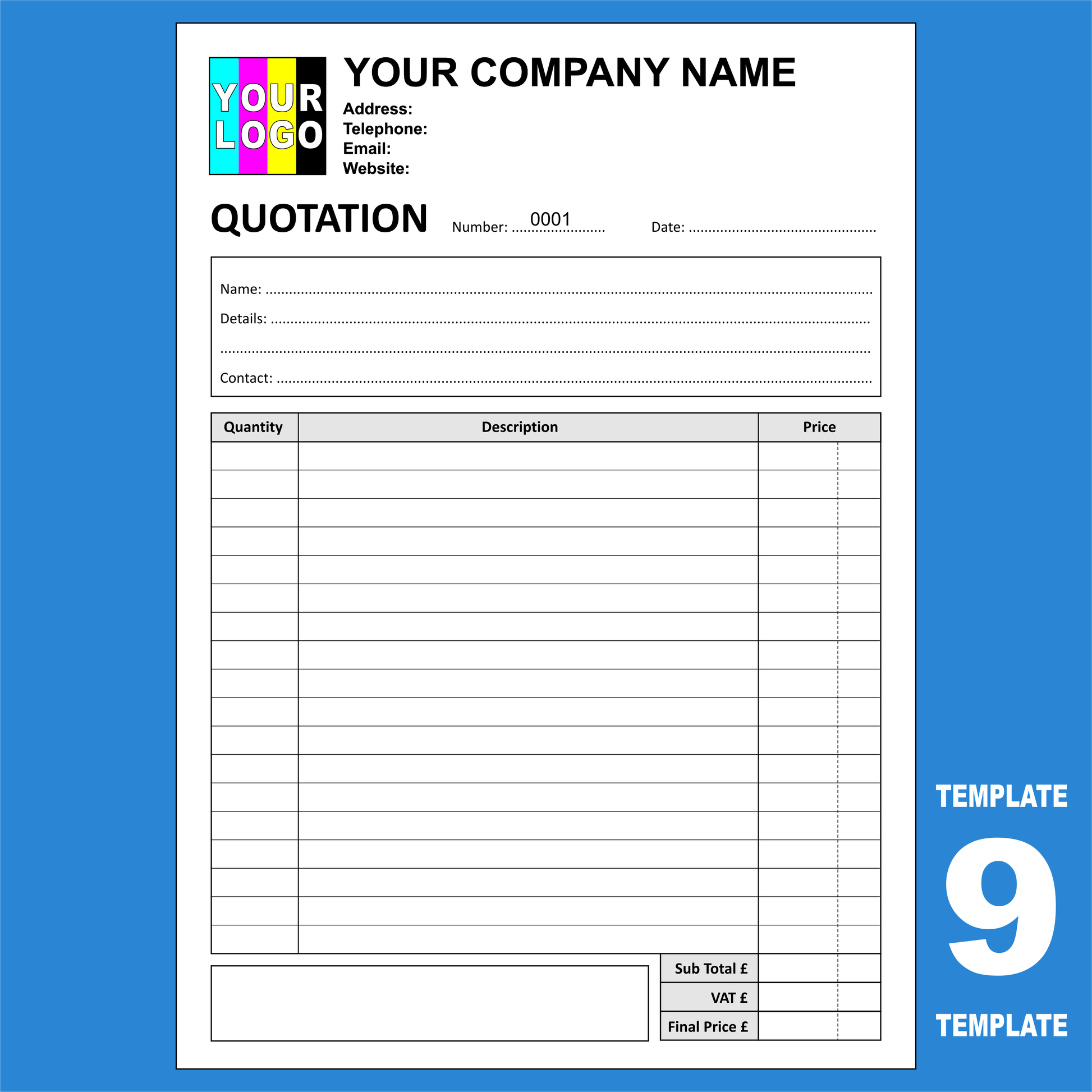 Quotation NCR Pads Custom Printing (FREE Quotation Templates)