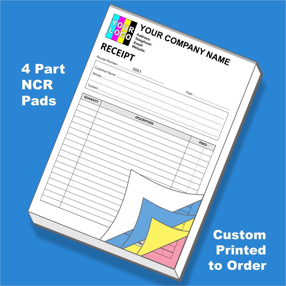 Receipt NCR Pads Custom Printing (FREE Receipt Templates)